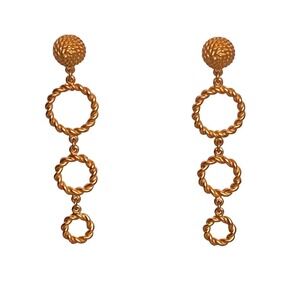 Anne Klein Couture Gold Tone Dangle‎ Drop Earrings Statement Elegant Jewelry